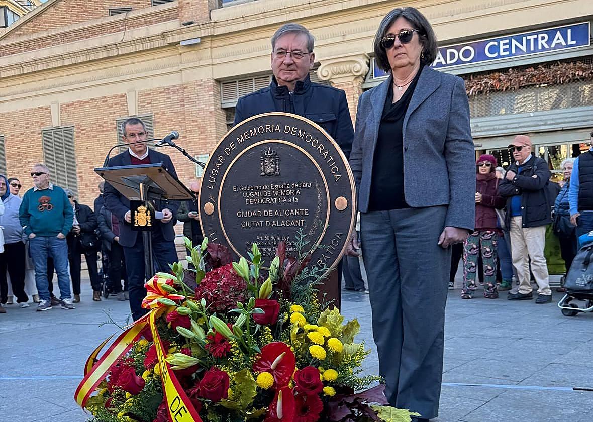 Democratic Memory Place plaque at the Central Market.