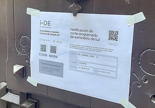 Aviso de cortes de luz en Gabriel Miró.