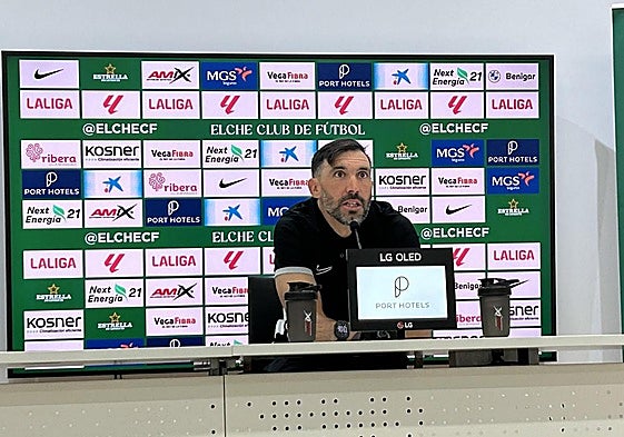 El técnico del Elche CF, Eder Sarabia, analiza el duelo ante el Getafe en la previa del encuentro.